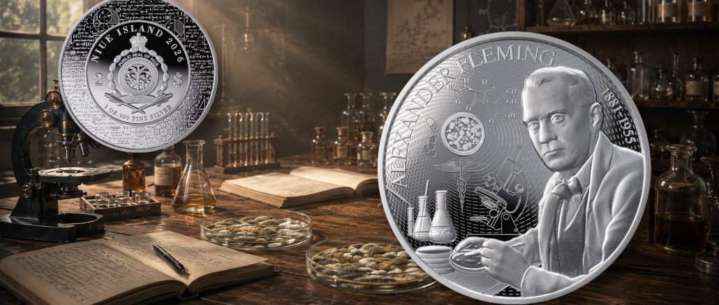 Alexander Fleming Niue 1oz pure silver coin 2026 - Science Explained Series