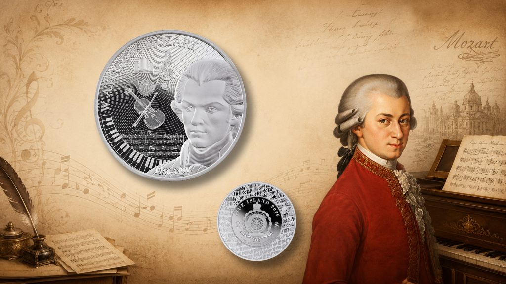 Wolfgang Amadeus Mozart - Behind the Masterpiece series Niue Island 2026 1oz pure silver coin