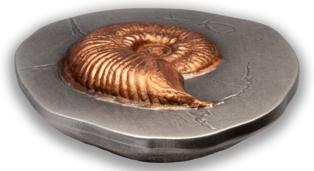 Ammonite - Fossil 3D Series UHR Shaped Niue Island 2026 2oz pure silver coin