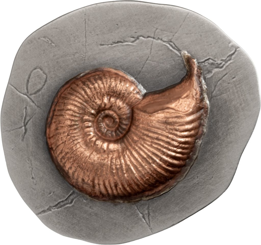 Ammonite - Fossil 3D Series UHR Shaped Niue Island 2026 2oz pure silver coin