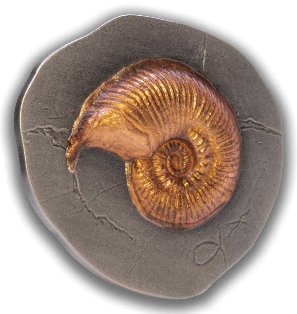 Ammonite - Fossil 3D Series UHR Shaped Niue Island 2026 2oz pure silver coin