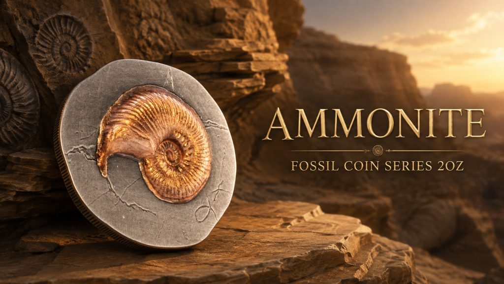 Ammonite - Fossil 3D Series UHR Shaped Niue Island 2026 2oz pure silver coin