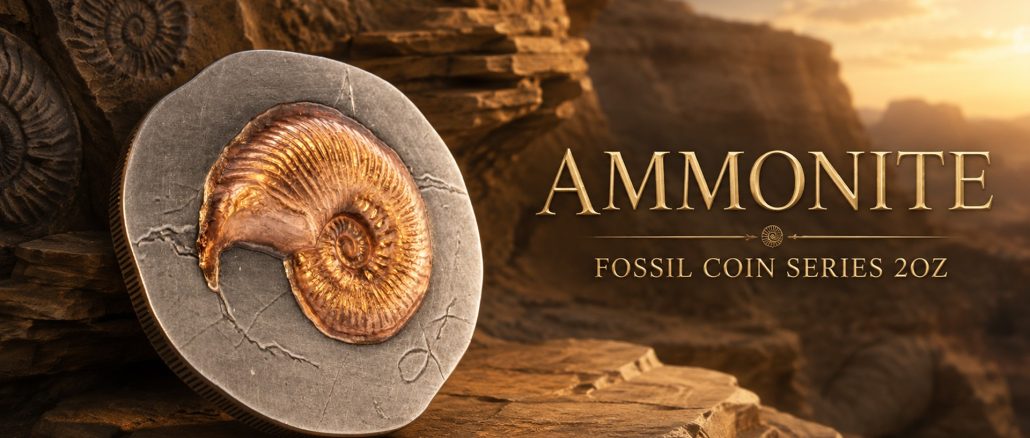 Ammonite - Fossil 3D Series UHR Shaped Niue Island 2026 2oz pure silver coin