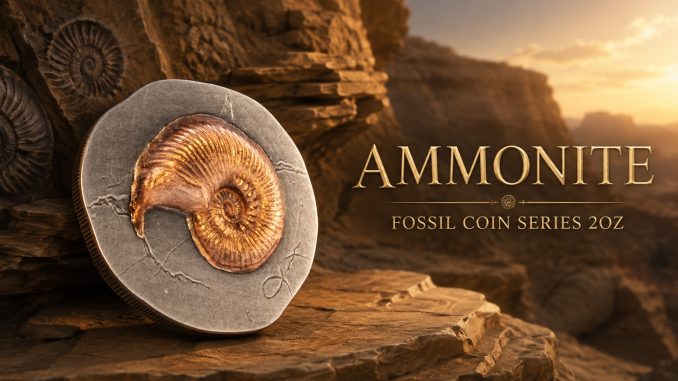 Ammonite - Fossil 3D Series UHR Shaped Niue Island 2026 2oz pure silver coin