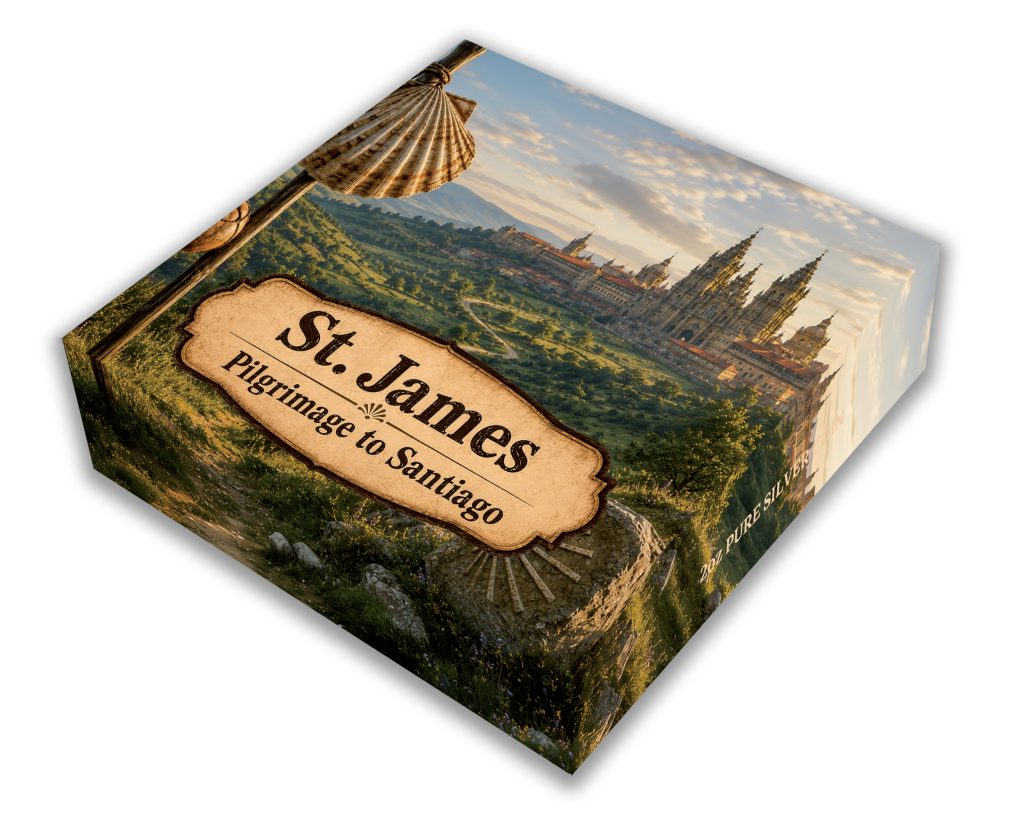 Saint James - The Way to Santiago UHR Shaped Niue Island 2026 2oz pure silver coin