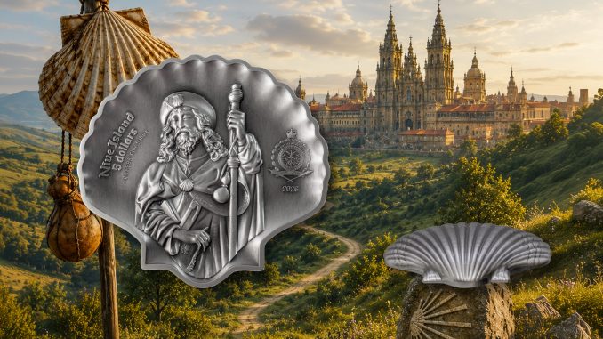 Saint James - The Way to Santiago UHR Shaped Niue Island 2026 2oz pure silver coin