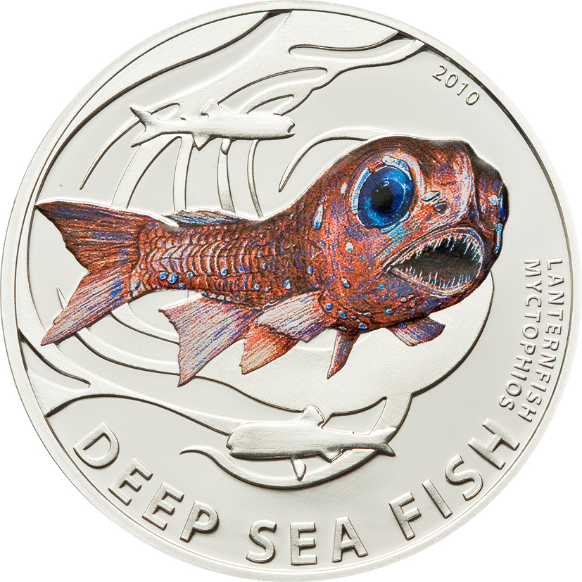 Pitcairn Islands 2010 2 Dollars Lanternfish Silver Coin