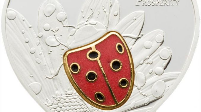 Palau 2009 5 Dollars Lady Bug in Cloisonn Silver Coin