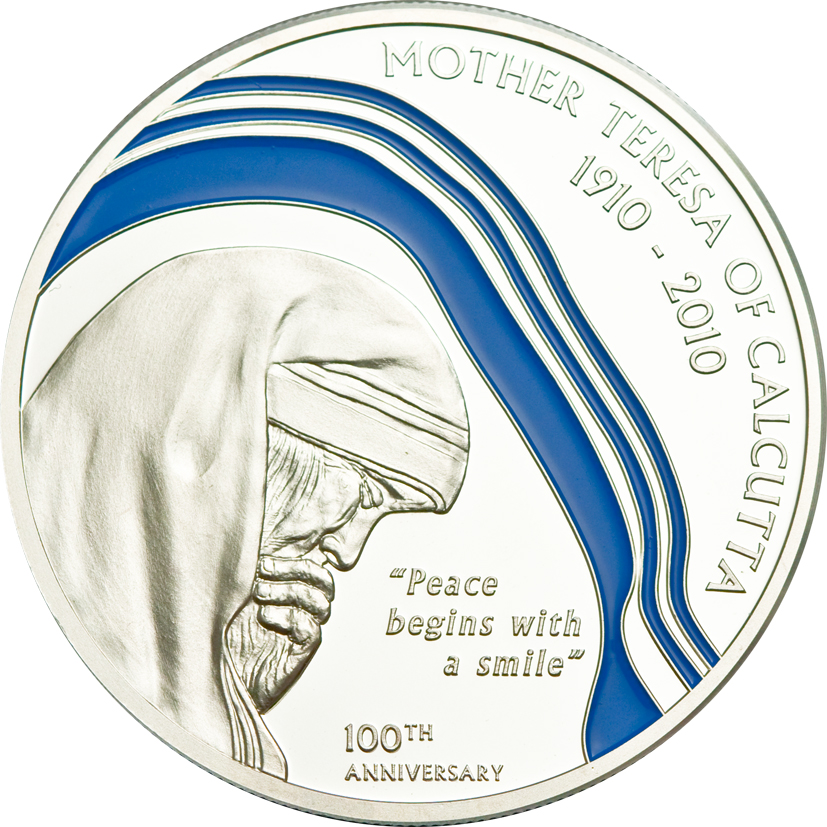 Palau 2010 2 Dollars 100th anniversary of Mother Teresa Silver Coin