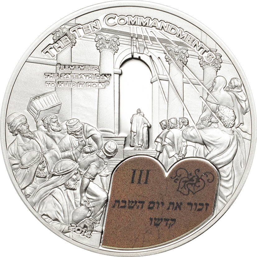 Palau 2014 2 Dollars 3rd Commandment Silver Coin