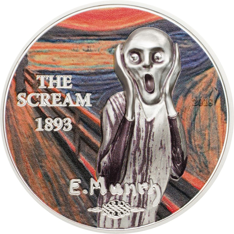 Palau 2018 5 Dollars The Scream Revived Silver Coin