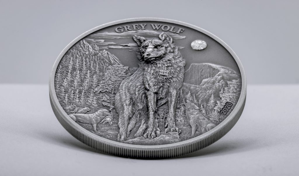 Palau 2020 5 Dollars Grey Wolf Silver Coin