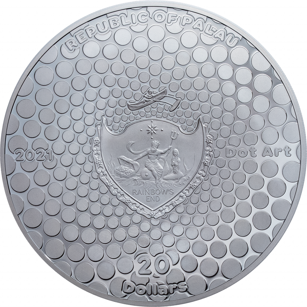 Palau 2021 20 Dollars The Whale Dot Art Series Silver Coin