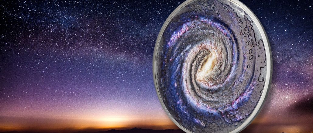 Palau 2021 20 Dollars The Milky Way - Space the Final Frontier silver black proof coin