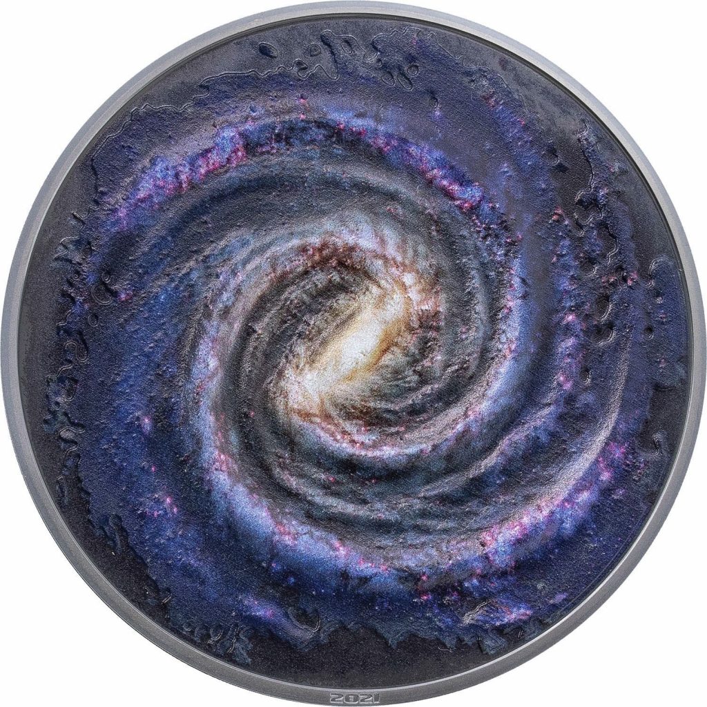 Palau 2021 20 Dollars The Milky Way - Space the Final Frontier silver black proof coin