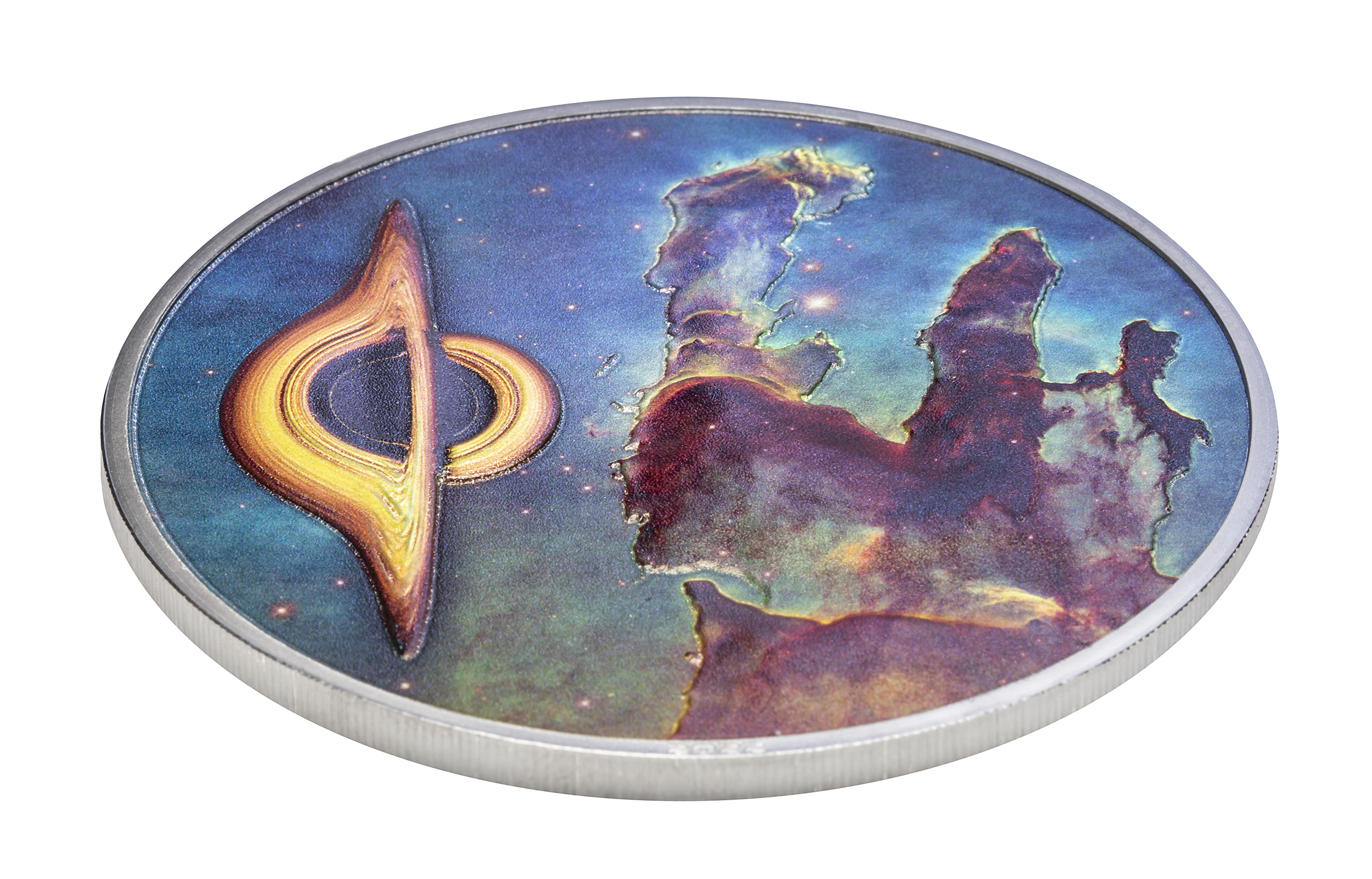 Palau 2022 20 Dollars Black Hole & Pillars of Creation Nebula - Space the Final Frontier silver black proof coin