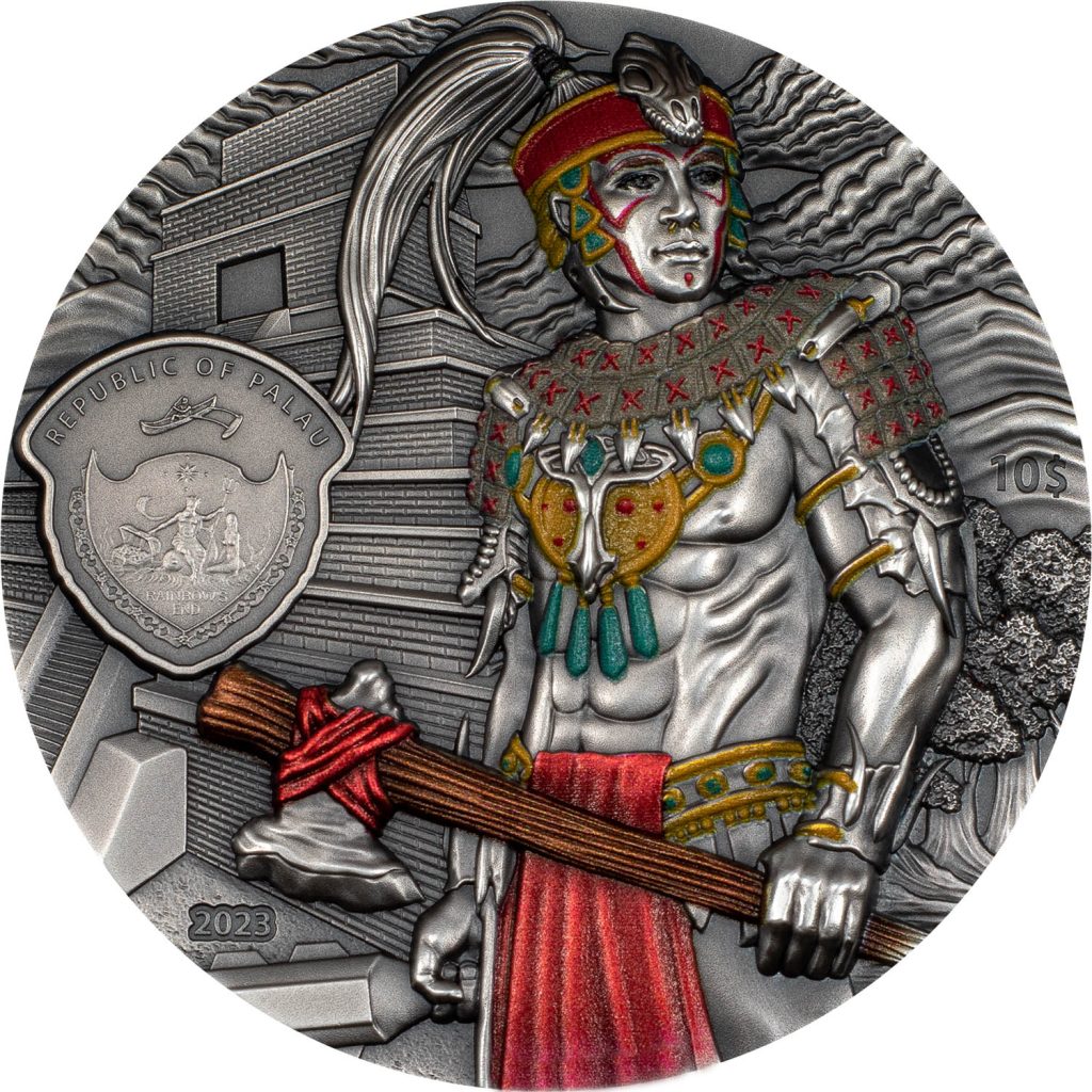 Palau 2023 10 Dollars Mayans Lost Civilization Series Silver Coin 2oz silver antiqued