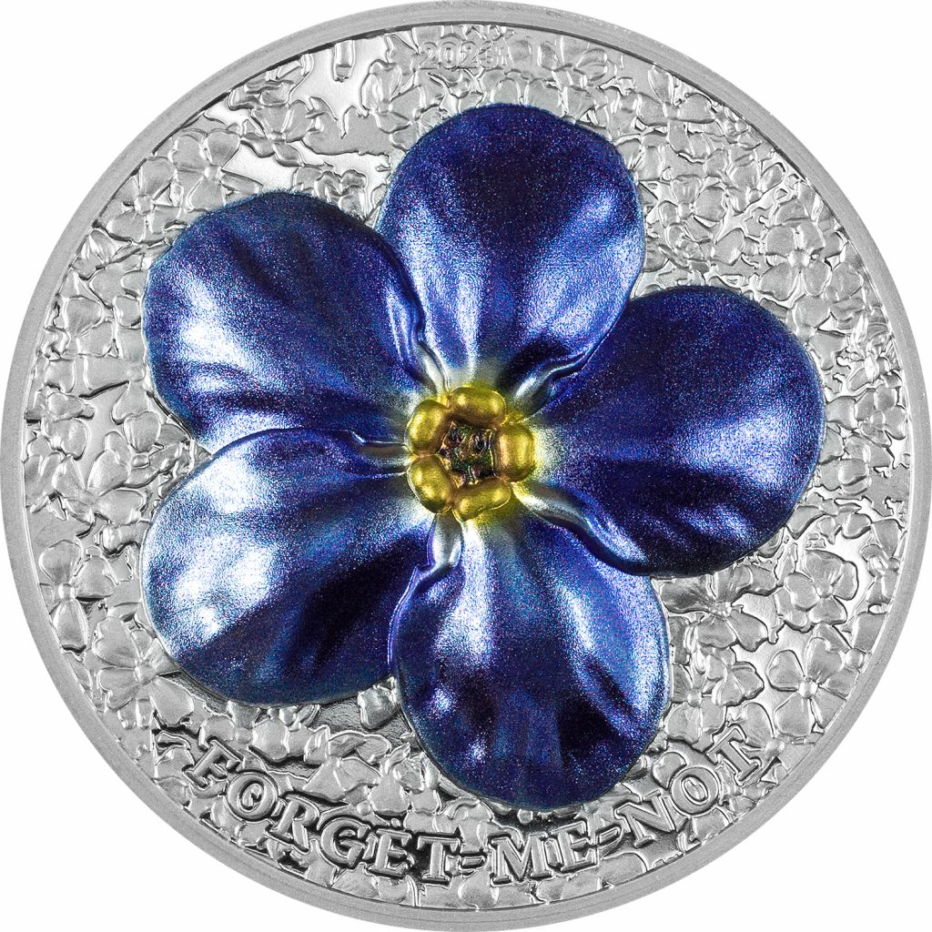 Palau 2023 10 Dollars Forget Me Not flower pure 2oz silver coin
