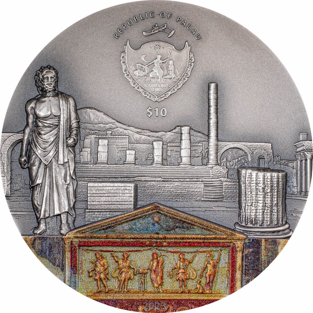 Palau 2023 10 Dollars Pompeii Volcano Eruption - Fury of Nature pure 2oz silver coin