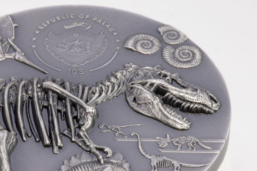 Palau Dinosaur Extinction Meteorite - Fury of Nature pure 2oz silver coin 2024 10 Dollars