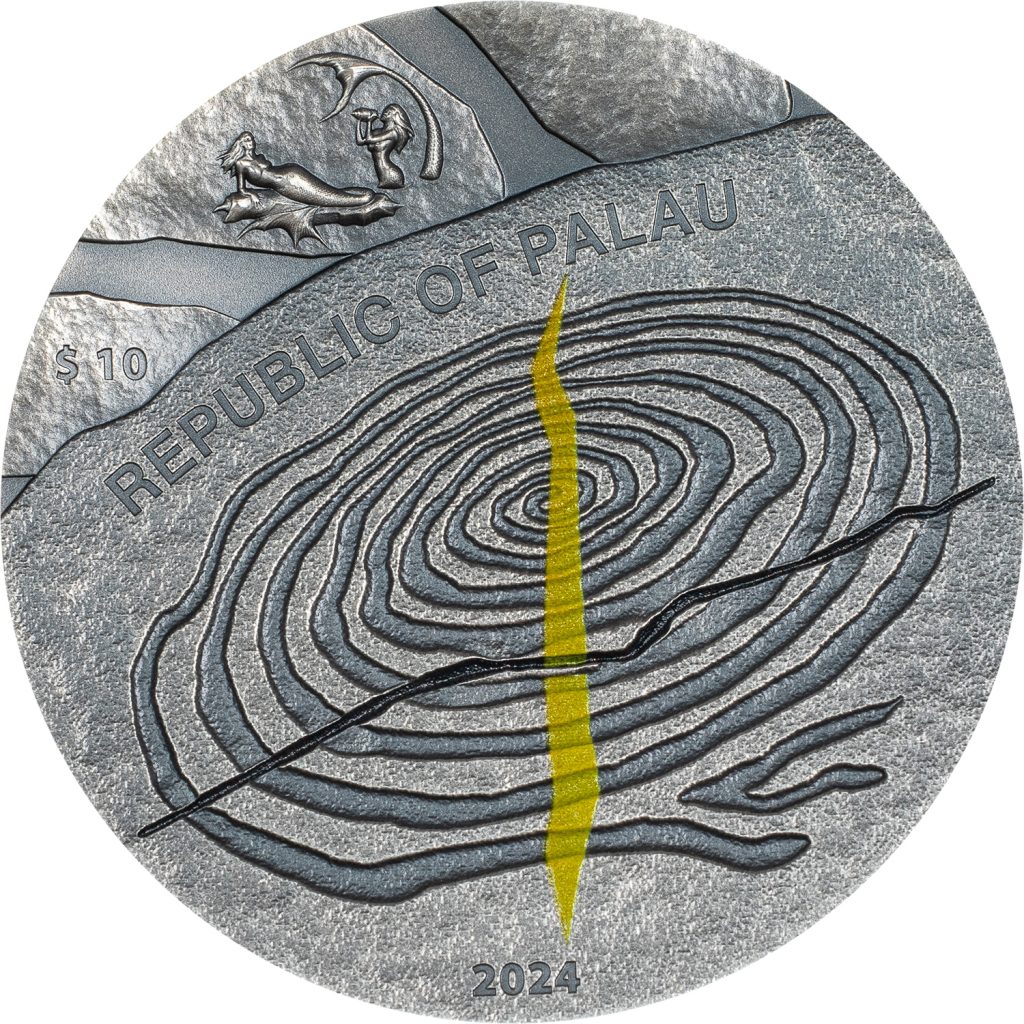 Palau 2024 10 Dollars Chaco Culture Sun Dagger - Equinox & Solstice series antiqued 2oz silver coin