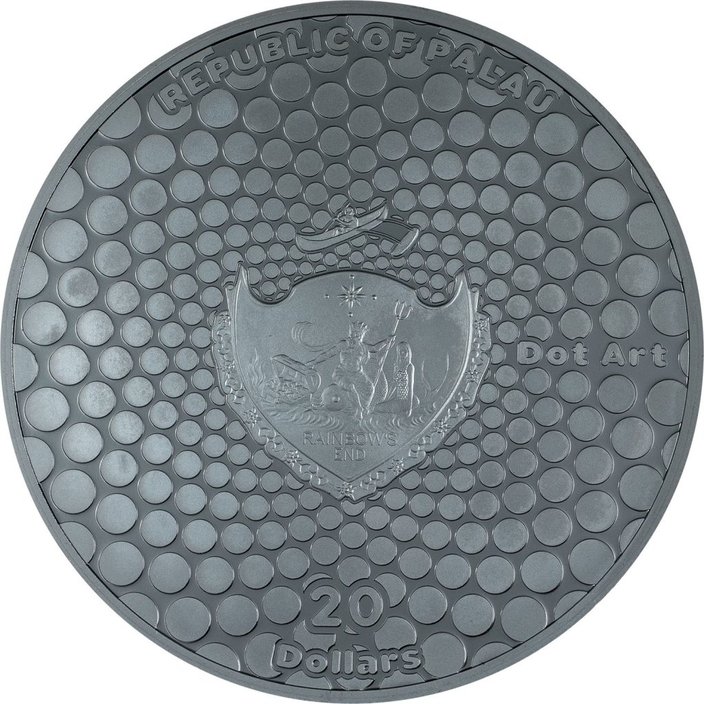 Palau 2025 20 Dollars Chameleon Dot Art Series 3oz pure Silver Coin