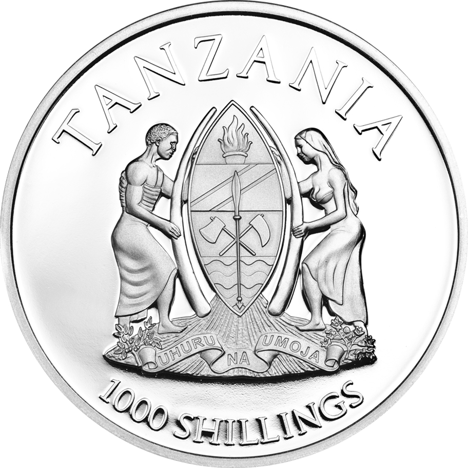Tanzania 2014 1000 Shillings Vulture Gyps Vulvis Silver Coin