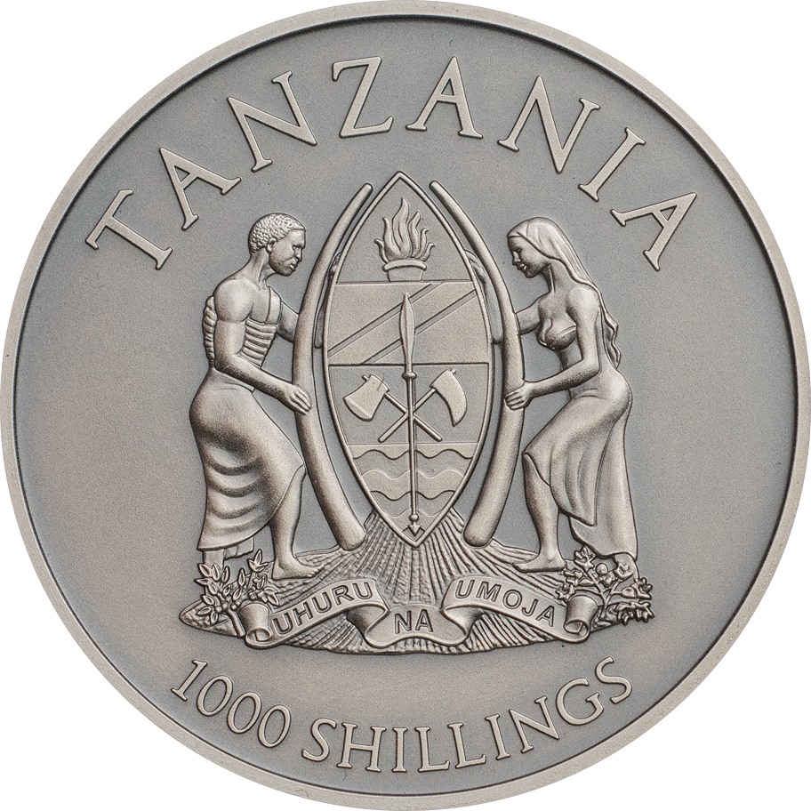 Tanzania 2016 1000 Shillings Elephant Silver Coin