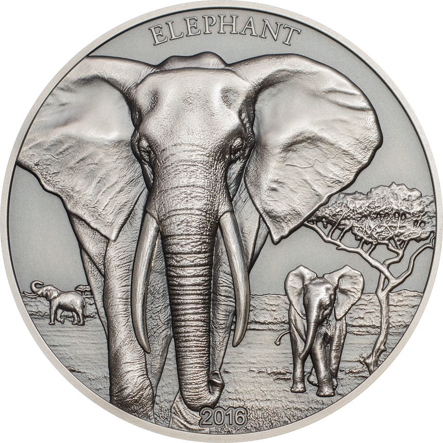 Tanzania 2016 1000 Shillings Elephant Silver Coin